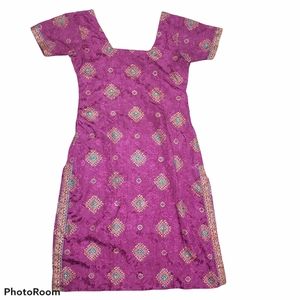 Handmade Fuschia Beaded Kurta Short Sleeves
